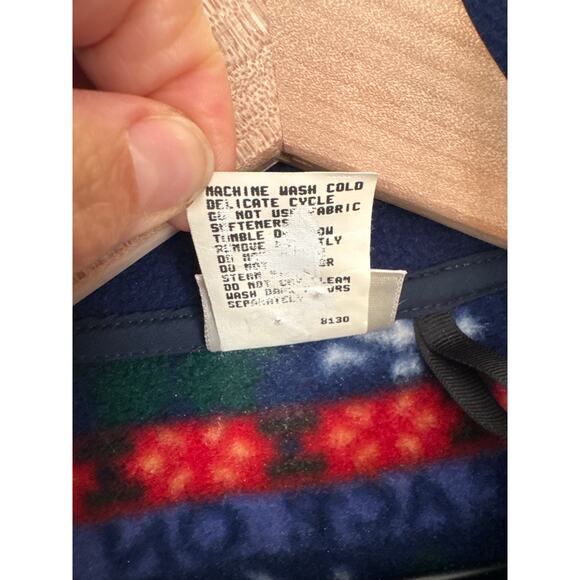 Vintage L.L.Bean Peace on Earth Reindeer Print Synchilla Pullover Fleece - Picture 4 of 8